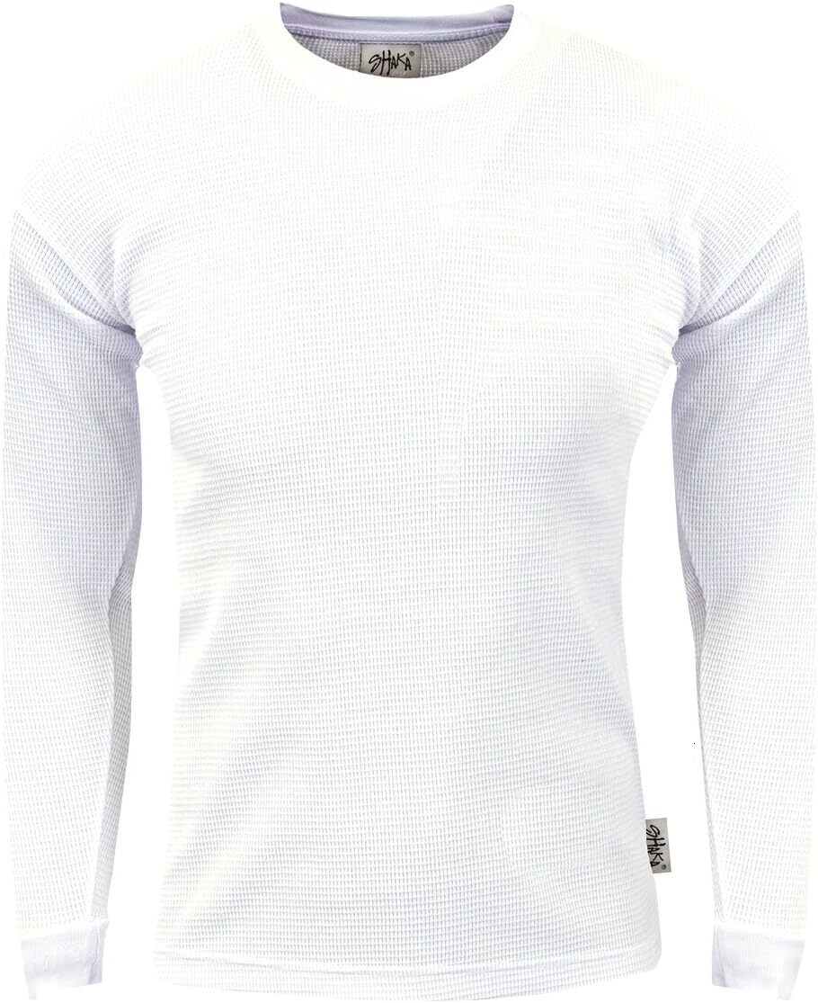 Long Sleeve Shirts for Men sweatshirt Mens Knitted Sweater Hoodie - Thick Waffle Warm T-shirt Long Sleeve Round Neck Knitted