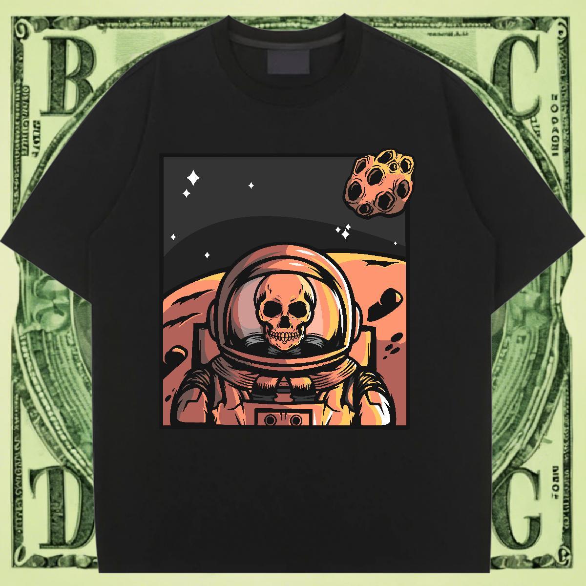 Nice Couples T Shirts 100% Cotton 230g universe Daily Outfit T shirt Crew Neck Breathable Black Oversized Top Tees