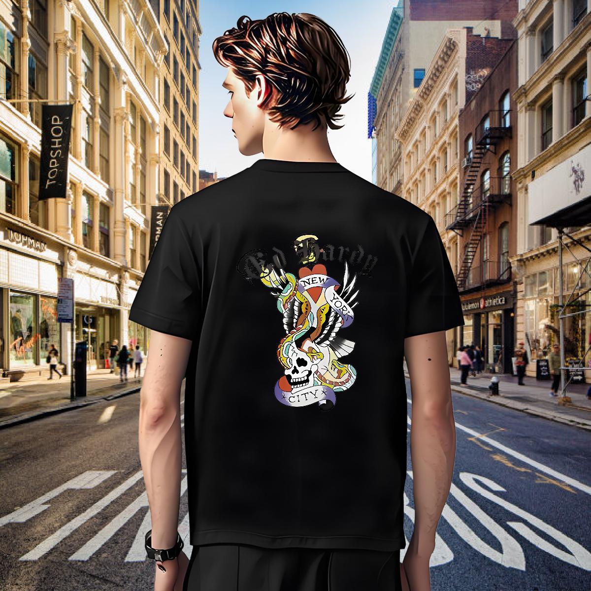 Classic Mens T Shirts 100% Cotton 230g skull Hip Hop Floral Print Breathable Short Sleeve Men Tees Fashion Casual Tops Tees