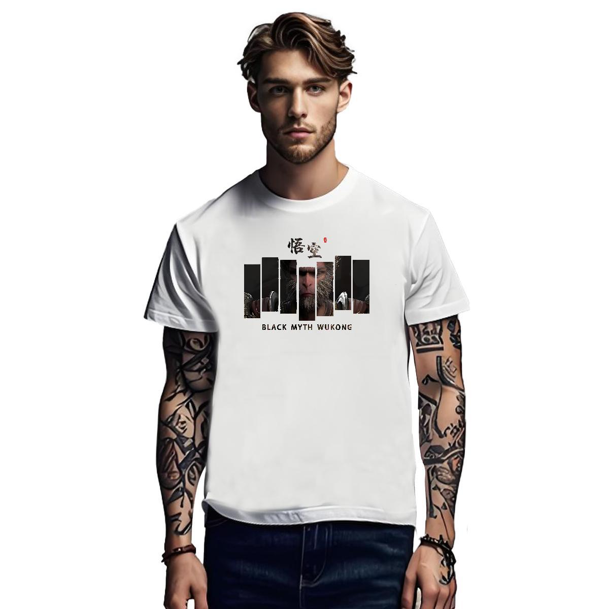 Comfortable T shirt 100% Cotton 230g Daily Wear Crew Neck Breathable Mens Tshirts 2024 New Skull Tops