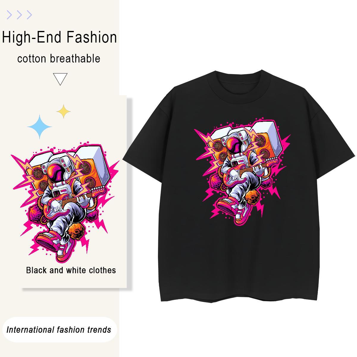 Free Shipping Womens Tshirts 230g 100% Cotton universe Spring Summer Woman T Shirts Breathable Black Oversized Clothes Shirt