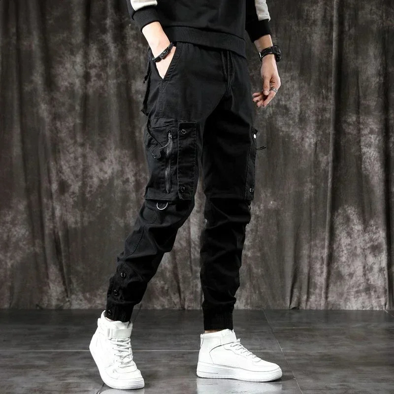 Male Trousers Slim Biker Mens Cargo Pants Motorcycle Summer Khaki With Stylish Regular Fit Big Size Long Vintage Harajuku 240822