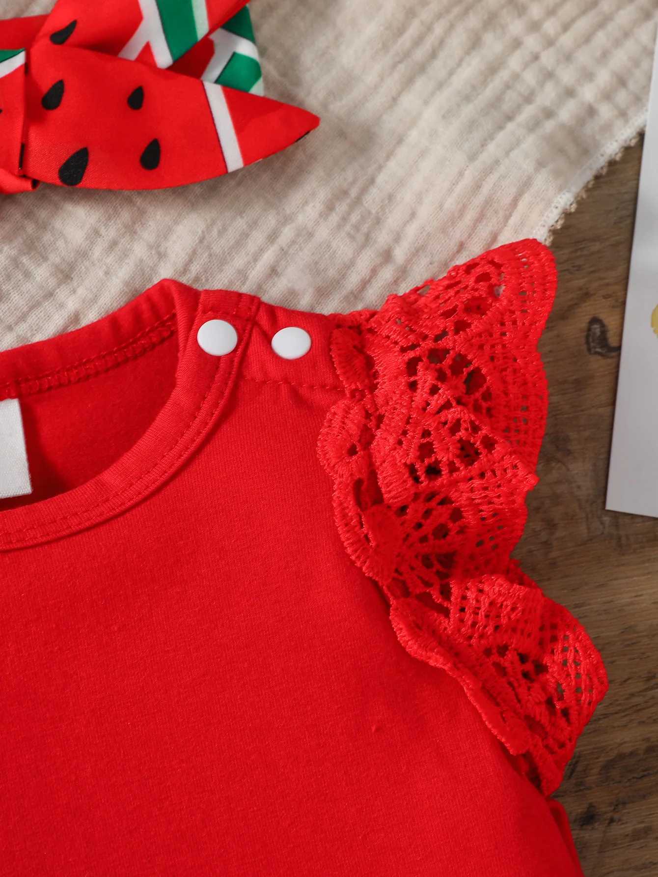 Baby Gilrs Summer Sleeveless Printing Watermelon Fashion Shirt Set For Vacation Or Streetwear W250218