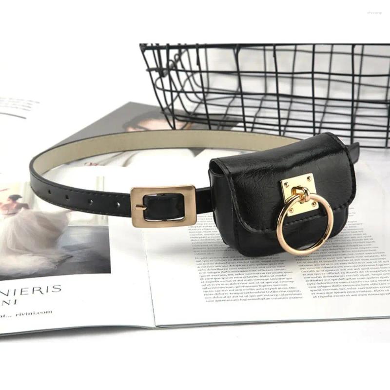 Waist Bags PU Leather Women Vintage Belt Bag Black Travel Purse Metal Buckle Belts Punk Square Heart Y2K Style Gothic Fanny Packs zhanyishengli