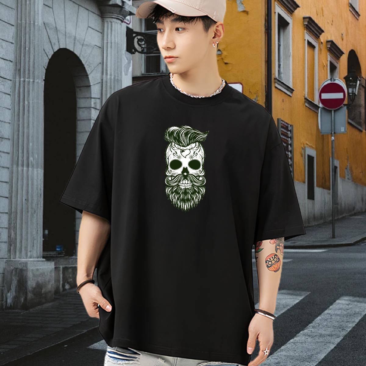 Free Shipping Man T Shirts 230g 100% Cotton skull Spring Summer Asian Size Pure Cotton Men Tees 2024 Designer Polos