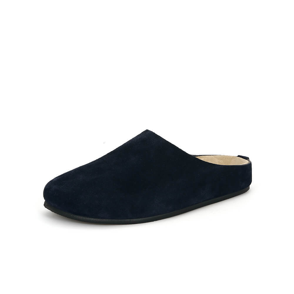 Ddmysports Cowhide Version Su Yinyin S Same Genuine Row Style Leather Thick Bottom Toe Half Drag Women Lazy Boken Slippers OUTDOOR