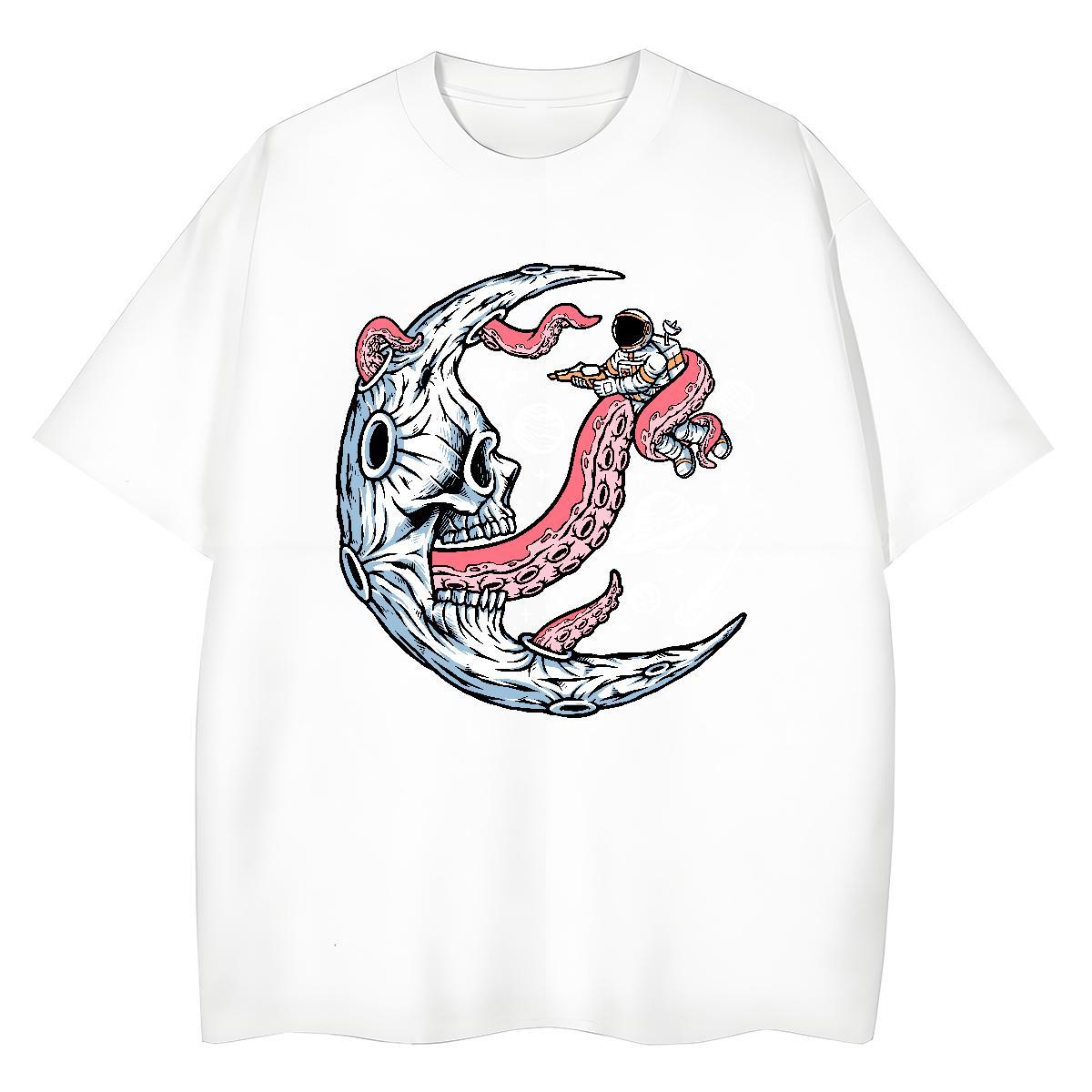 High quality Women Tees 230g Cotton spaceman Casual Daily Wear Women T Shirts Breathable Crew Neck Anime Tshirts