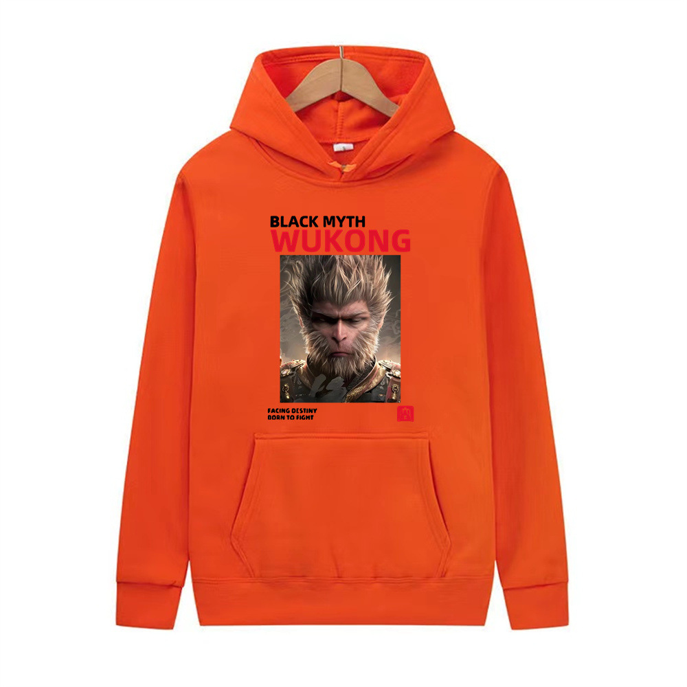 Black Myth Wukong Fashion Trend Printed Top Sports Loose Casual Hoodie Hoodie Long Sleeves