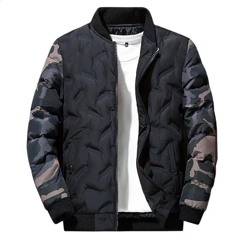 Mens winter jacket outerwear camouflage bomber mens windproof thick and warm park military 240822