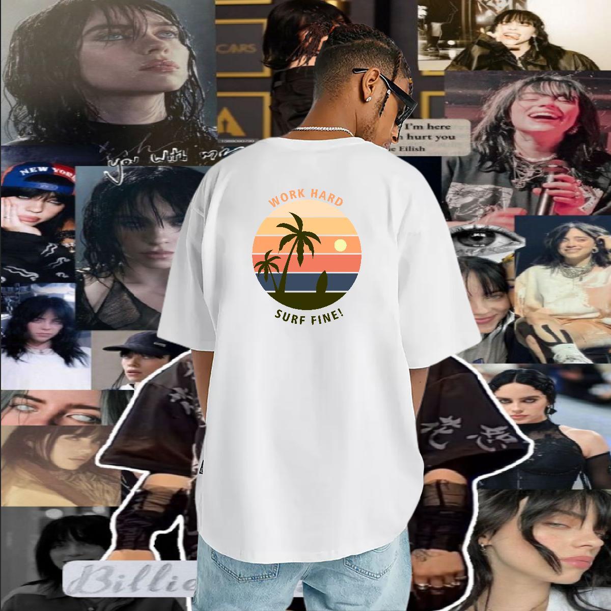 Loose Fit T-Shirts for Men 230g Pure Cotton sea Beach Plus Size Cartoon Breathable Short Sleeve Men Tops Tees Customized Tops Shirt