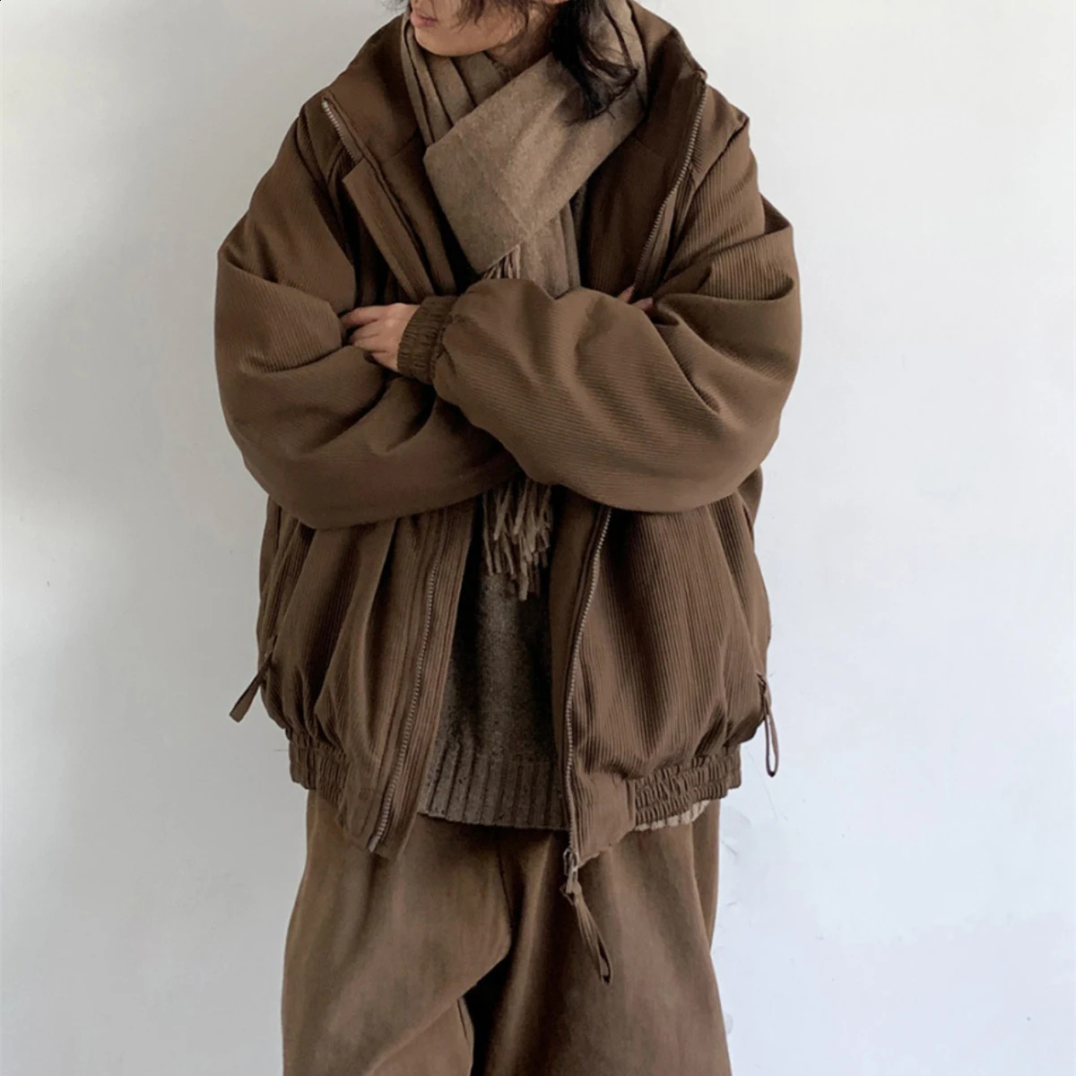 High quality winter apron jacket streetwear mens stand up collar womens hiphop couple park heavy 240822