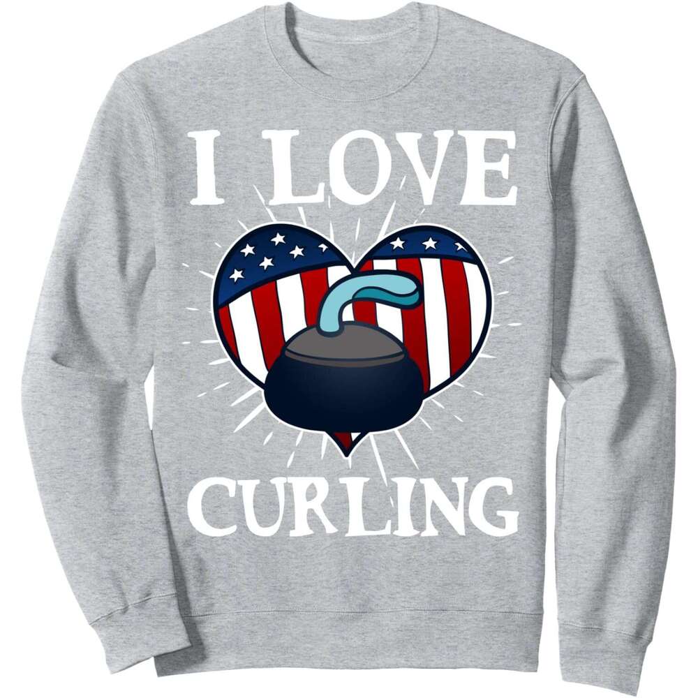 Long Sleeve Shirts for Men sweatshirt I love Curg Funny Awesome Ice Sport Lover Gift Sweatshirt T shirt Tee Streetwear Casual tops clothes