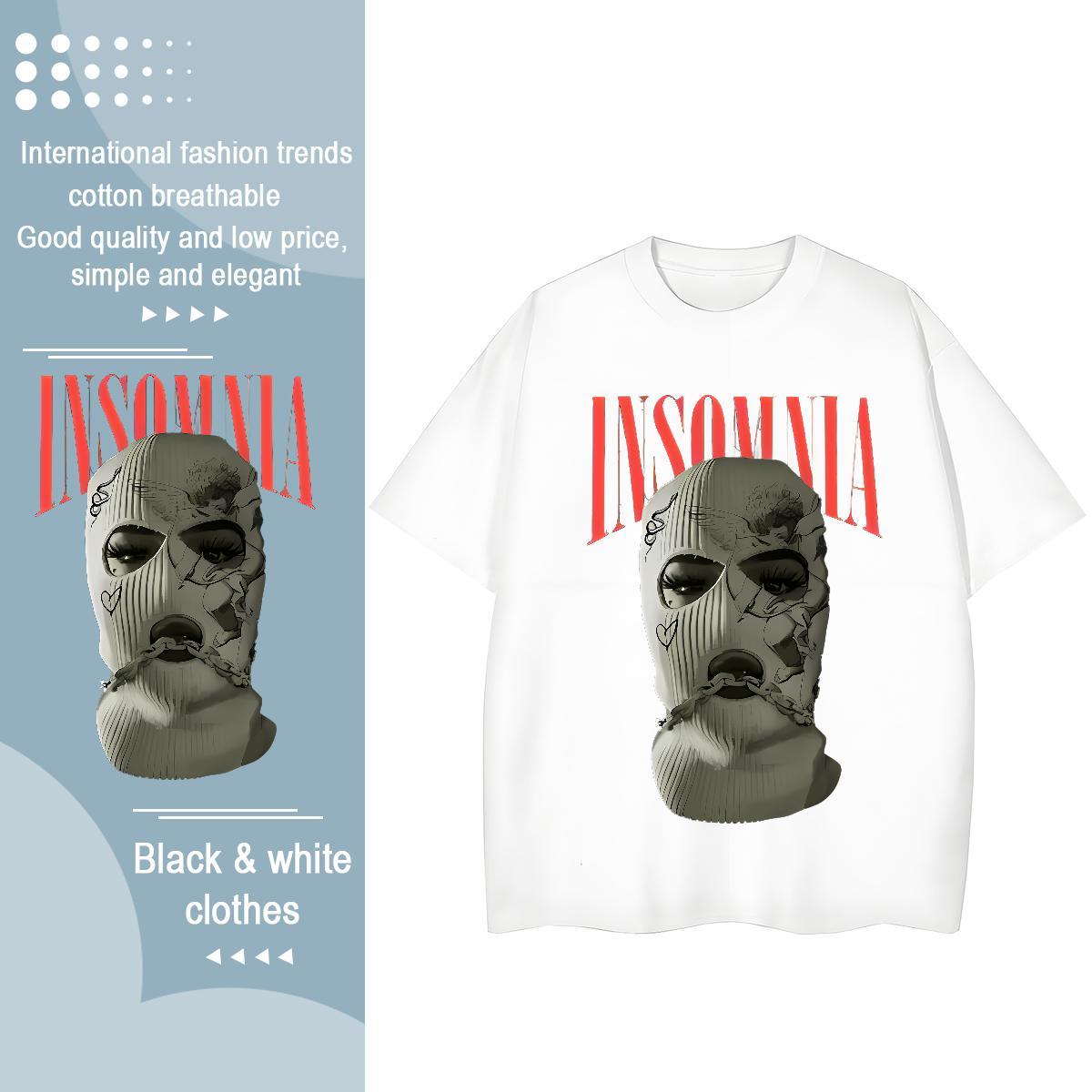 Loose fit Women Tees 100% Cotton 230g Masked man Home Outdoor T Shirt For Woman O Neck Short Sleeves DIY Printed Tshirts