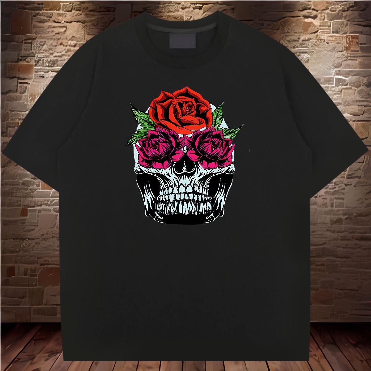 TOP Quality T Shirts Men 230g Cotton flower Street Casual DIY Logo Oversized Crew Neck Breathable Men Tops Tees Fashion Design Tshirts