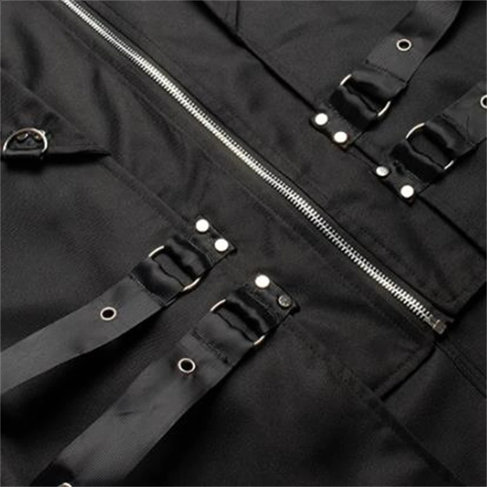 Punk Outerwear Medieval Man Trench Coat Black Mens Jacket Steampunk Windbreaker Gothic Clothing Halloween Costume 240822