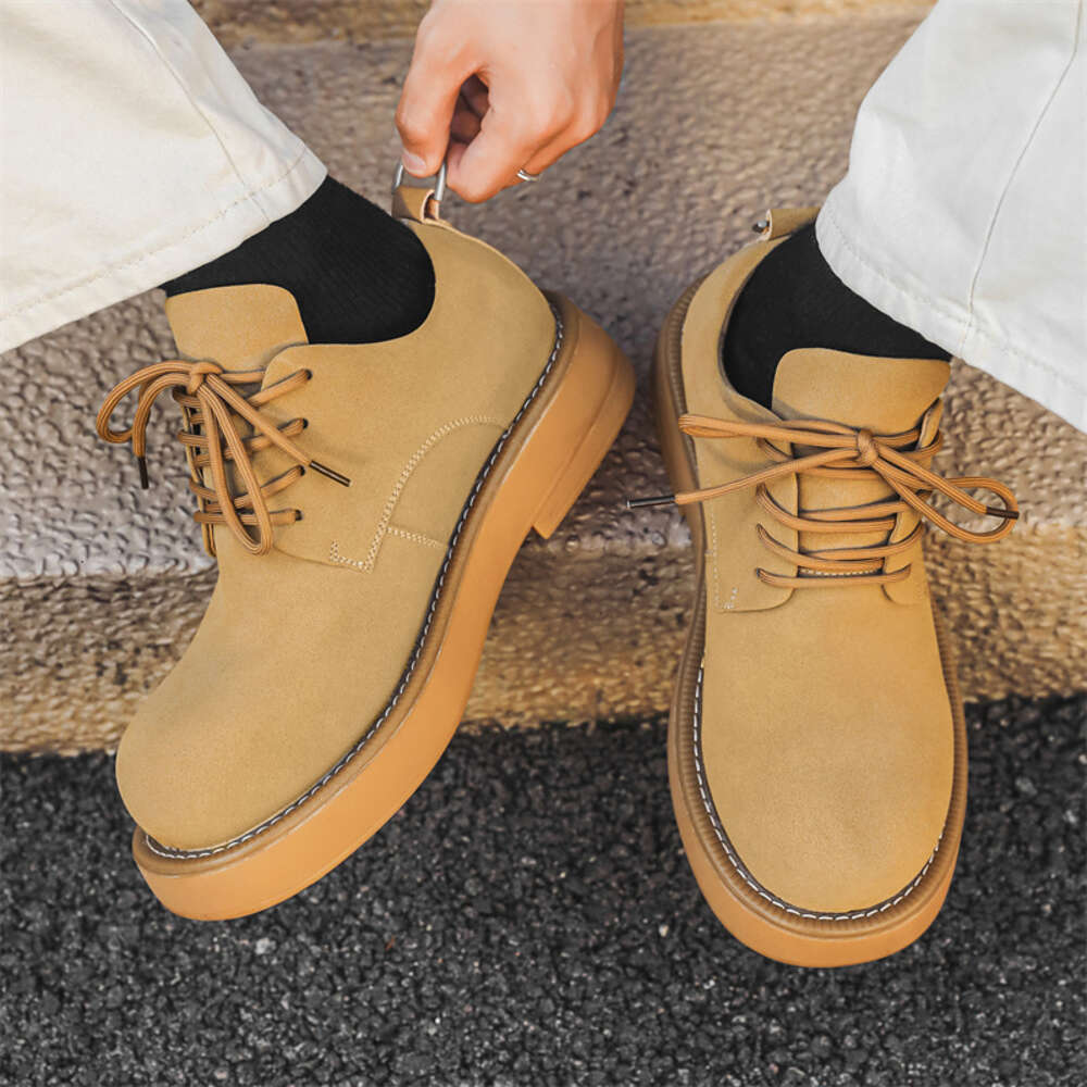 Ddmysports Autumn New Thick Soled Tall Derby British Style Small Leather Versatile Korean Edition Student Casual Shoes OUTDOOR