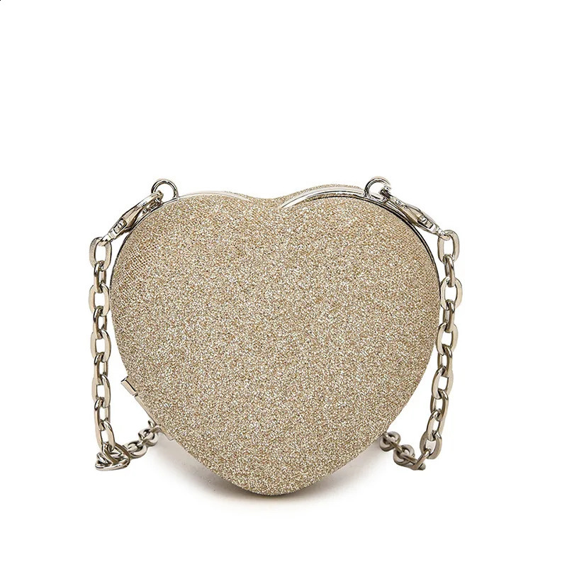 Creative Personality Mini Sequin Small Crossbody Bag Fashion Women Lipstick Bag Headset Bag Love Heart-shaped Chain Bag 240822