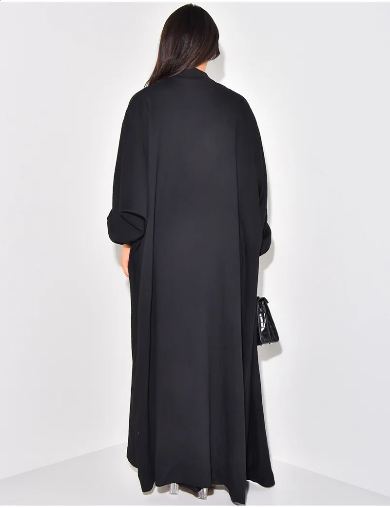 Autumn womens skiing set fashionable Muslim elegant solid color long cardigan half skirt twopiece 240823
