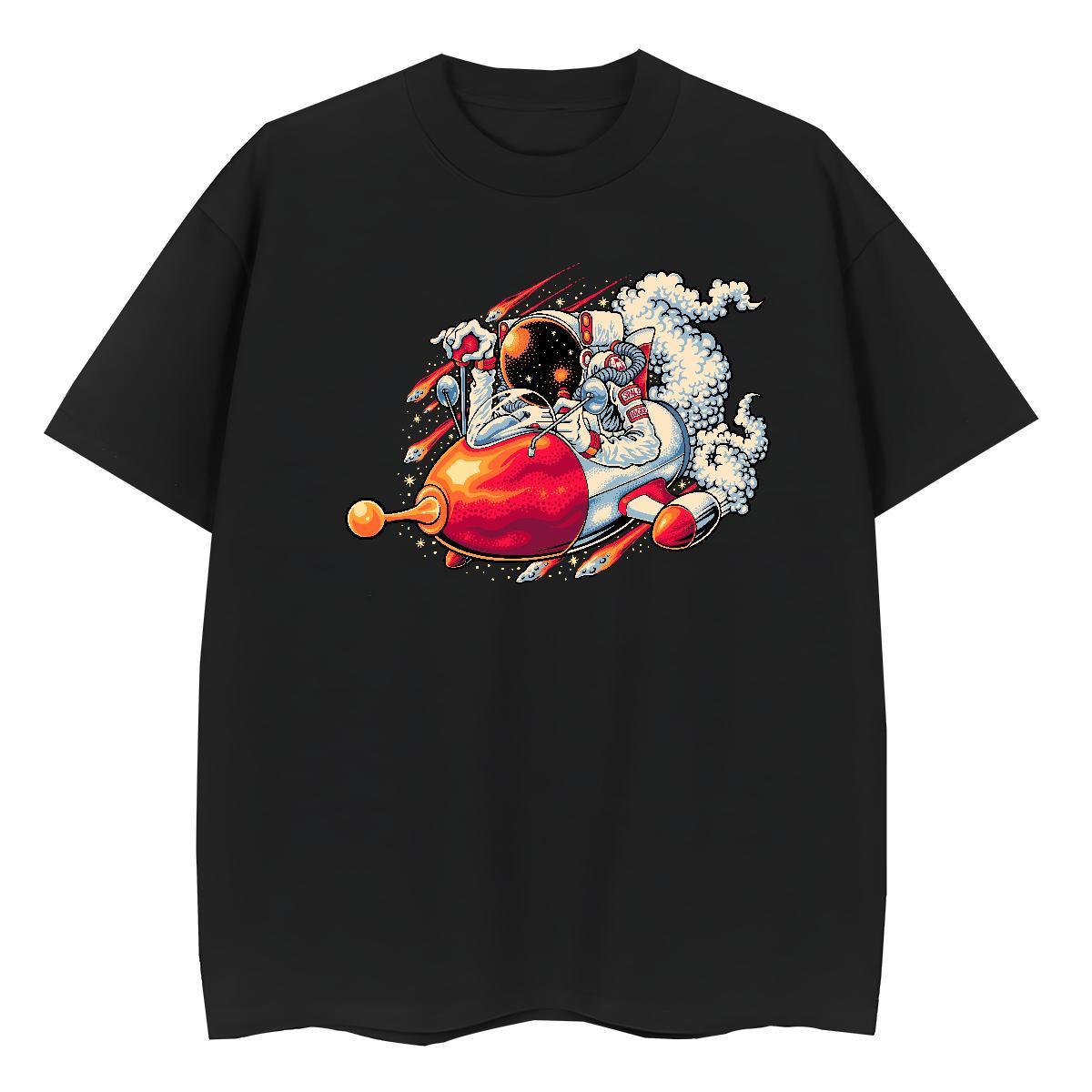 Free Shipping Lady T shirt 230g 100% Cotton cosmonaut High Street Hip Hop T-Shirts for Women Round Neck Short Sleeve DIY Logo Top Tees
