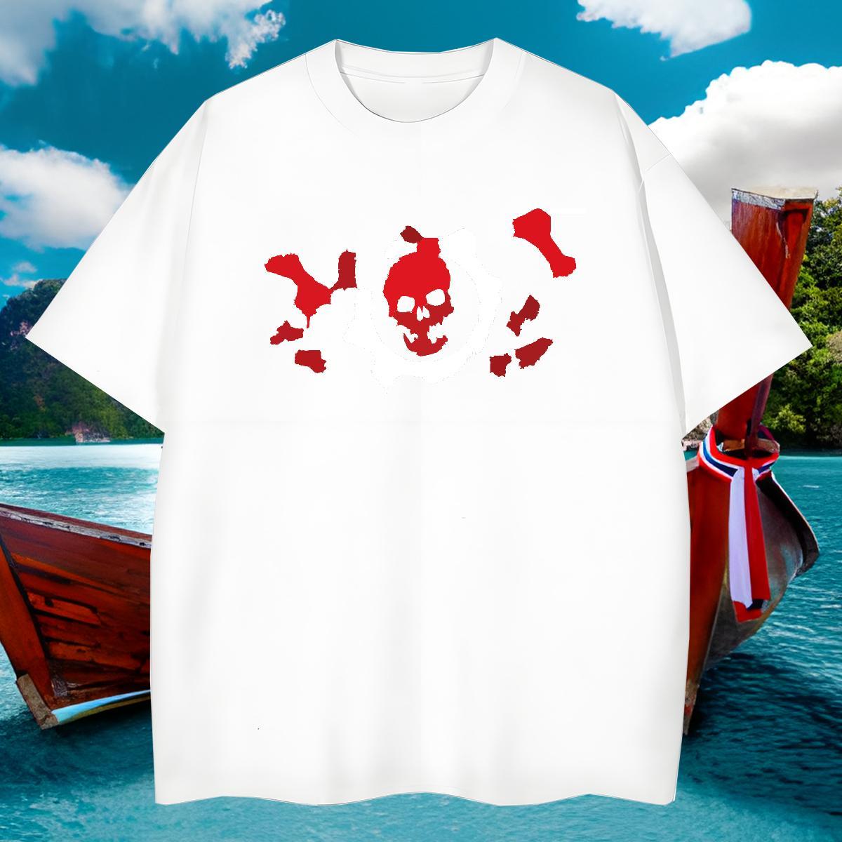 Loose Fit T Shirt For Man 100% Cotton 230g skull Street Casual Custom Cartoon Round Neck Short Sleeve Mens Tshirts Fashion New Top Tees