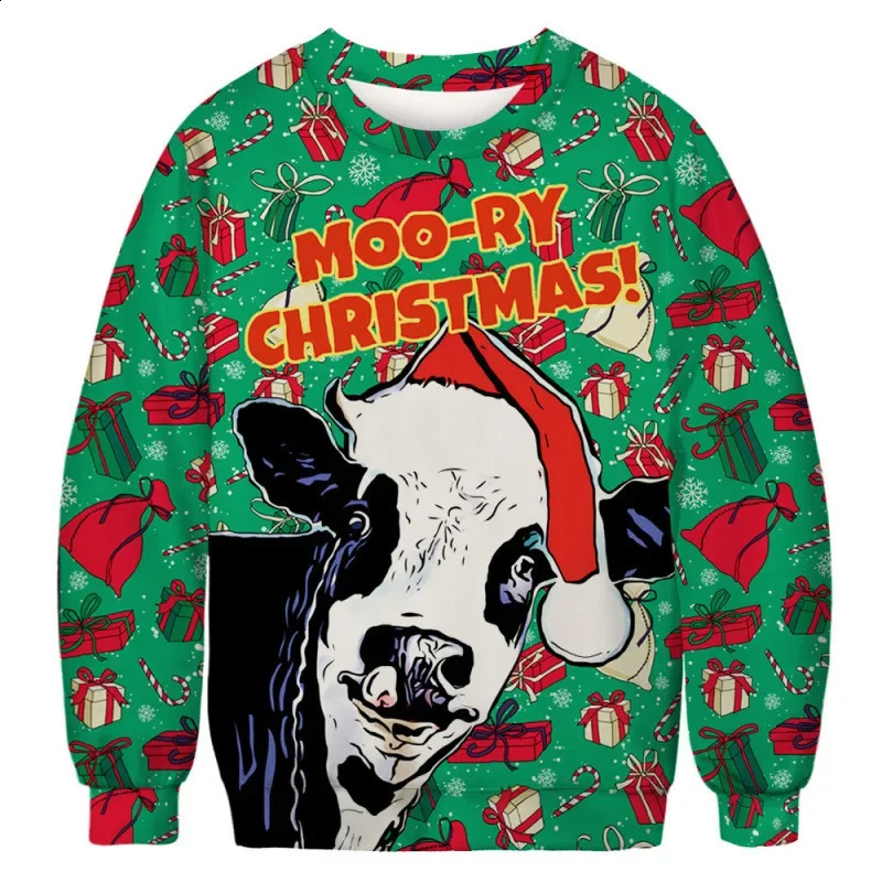 3D Digital Printing Abdominal Muscle Mens Christmas Unisex Bottom Sweater Casual Loose Large Fashion Versatile Pullover 240823