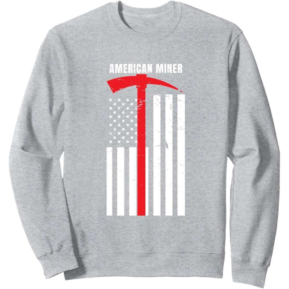 Long Sleeve Shirts for Men sweatshirt American Miner Coal Gold Pickaxe Patriotic Gift Sweatshirt T shirt Tee Streetwear Casual tops clothes
