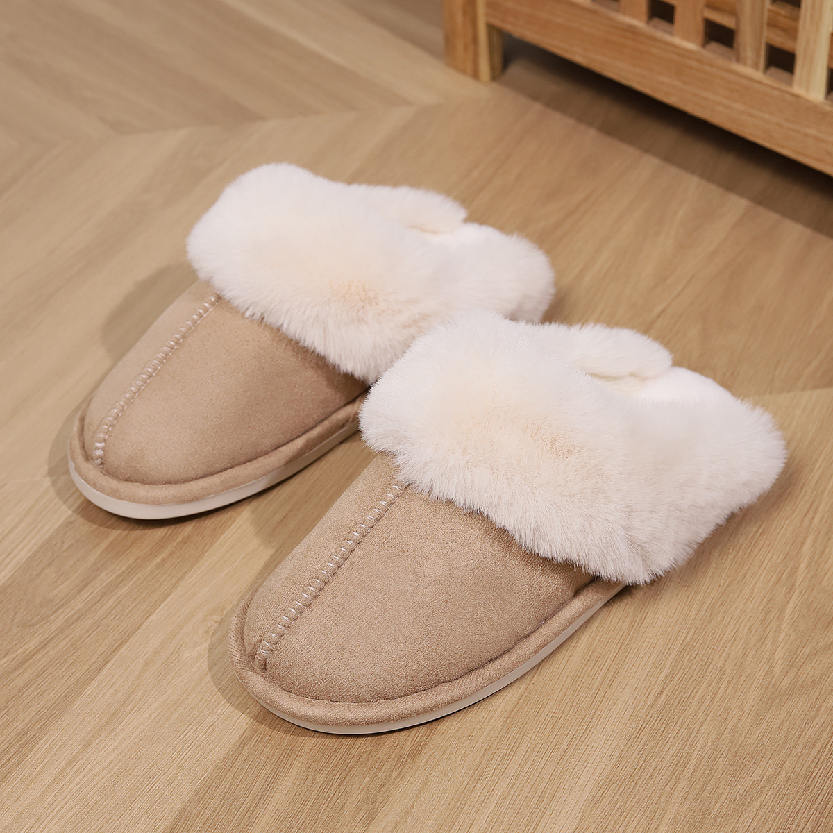 Cozy 2024 Home Slippers: Plush NEW hot Wool Blend, Warm Thick Indoor Flat Shoes for Men & Women