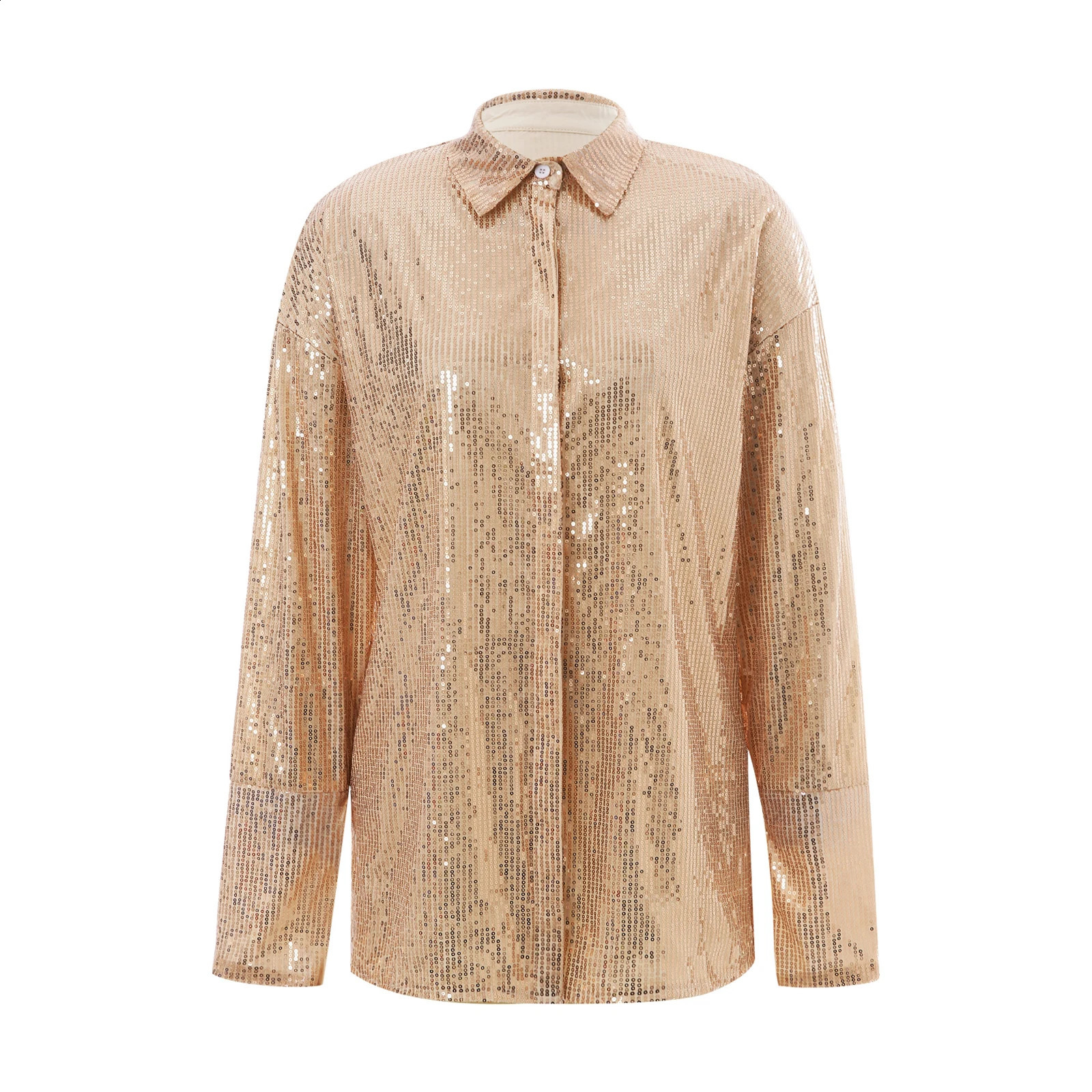 Womens Y2K sequined button down sweater shirt long sleeved sparkling top party club outfit streetwear 240822