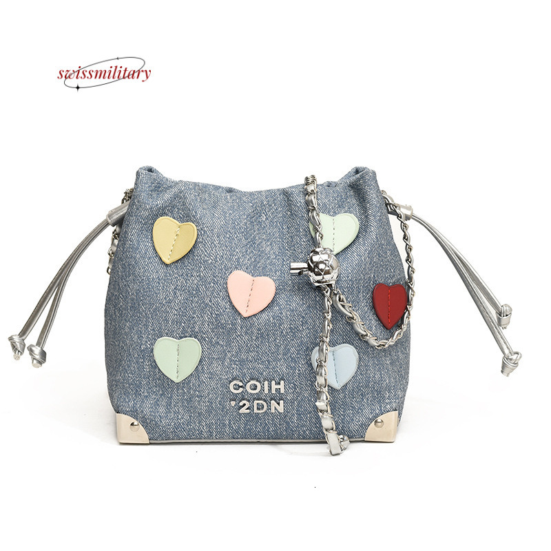 Swissmilitary Popular large capacity bucket for women 2024 new summer niche high-end texture chain crossbody bag #37