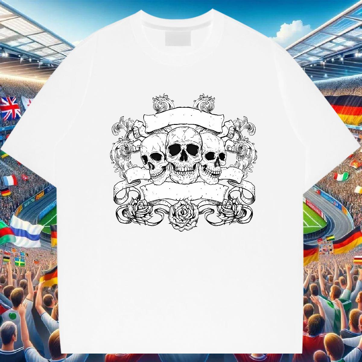 TOP Quality T shirt 230g Cotton skull Sports Casual Custom Big Size Breathable Short Sleeve Tshirt for Man Woman Factory Direct Clothes