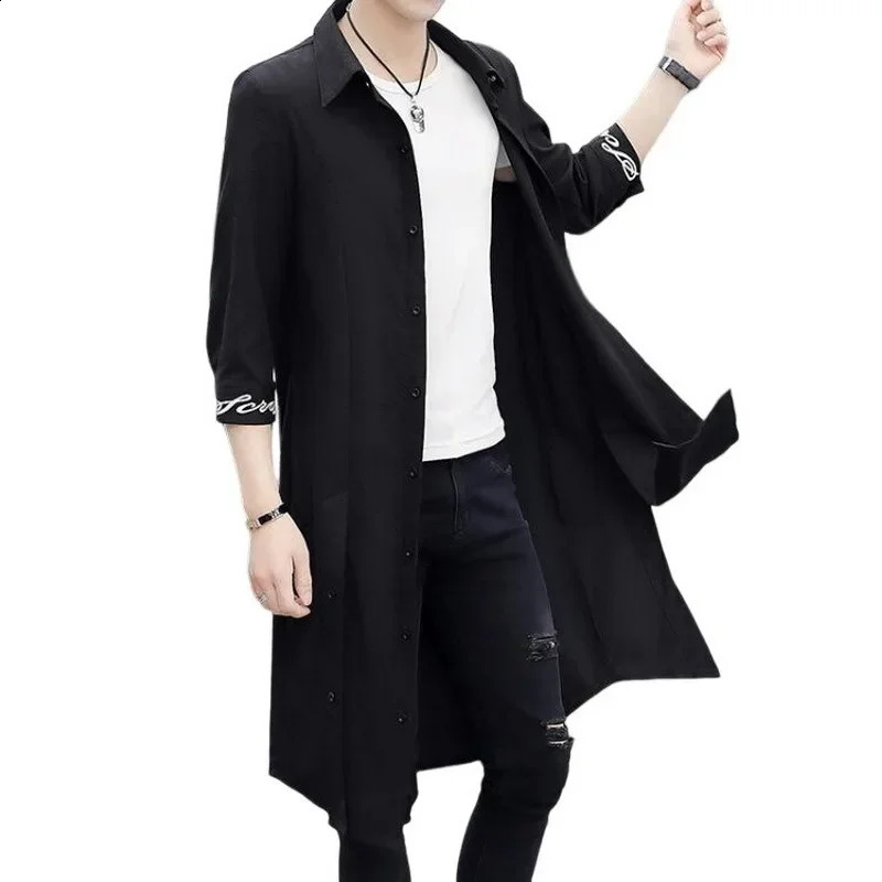 Mens Shirts Styles Trench Coat Mid-Length Sunscreen Cothing Outwear Mens Thin Outwear Clothing 240822