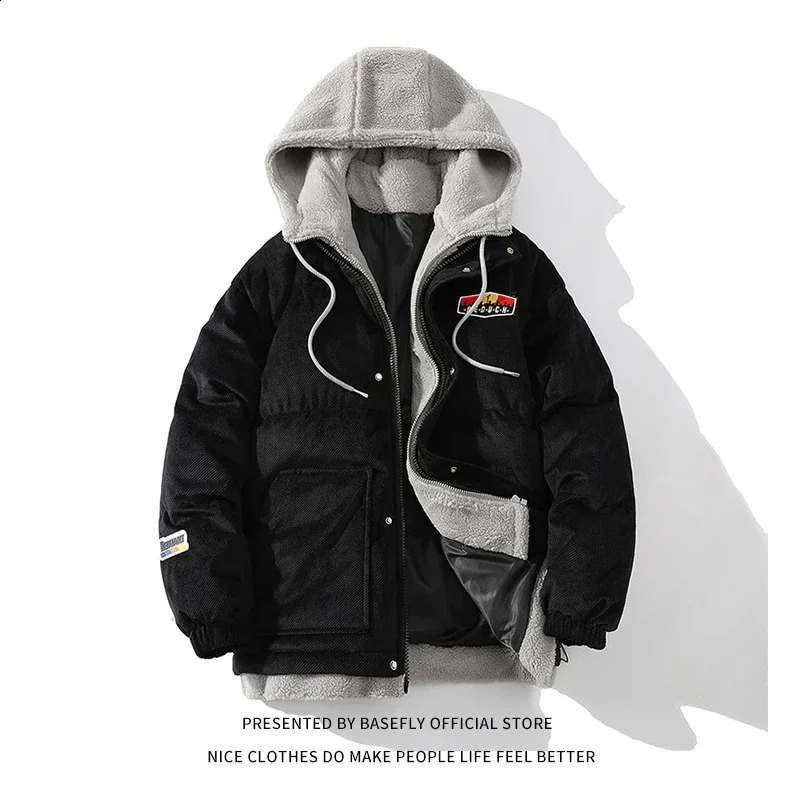 ly arrived thick and warm winter hooded mens bomber inflatable jacket couple park unisex female college high street fashion 240822
