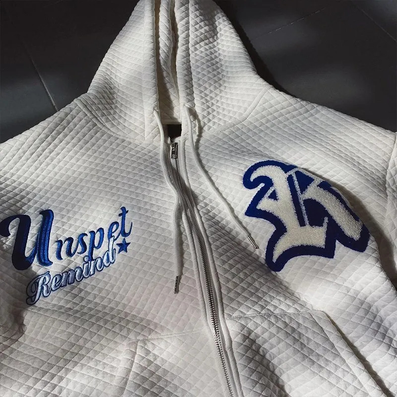 90s Goth Zip Sweatshirt Star Blue Letter Printed Men and Women Coat Retro Y2k couple Harajuku Top clothing trendy Hoodies 240822