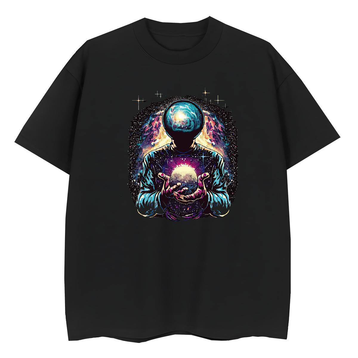 Lady Couples T Shirts 230g Pure Cotton universe Daily Wear Women T Shirts Breathable Crew Neck Anime Print Clothes Shirt