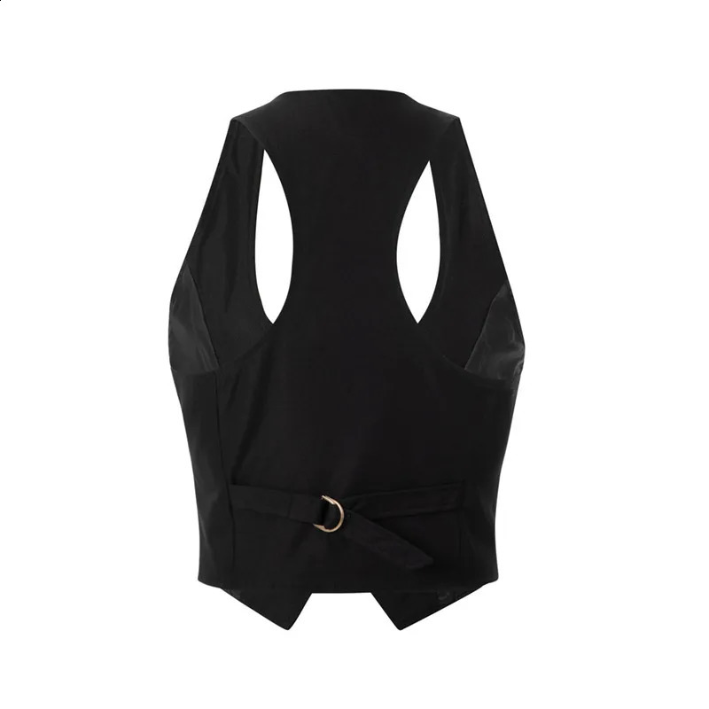 Xingqing Women Fashion V-Neck Sleeveless Button Down Fitted Racer Back Classic Vest Shirts Separate Waistcoat for Formal Wear 240823