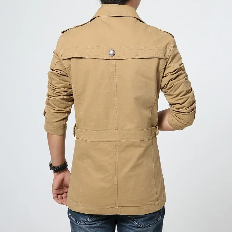 Mens Business Windbreaker Solid Casual Long Jackets Men Cotton Trench Coats Spring Autumn Fashion Male Suit Streetwear Blazers 240822
