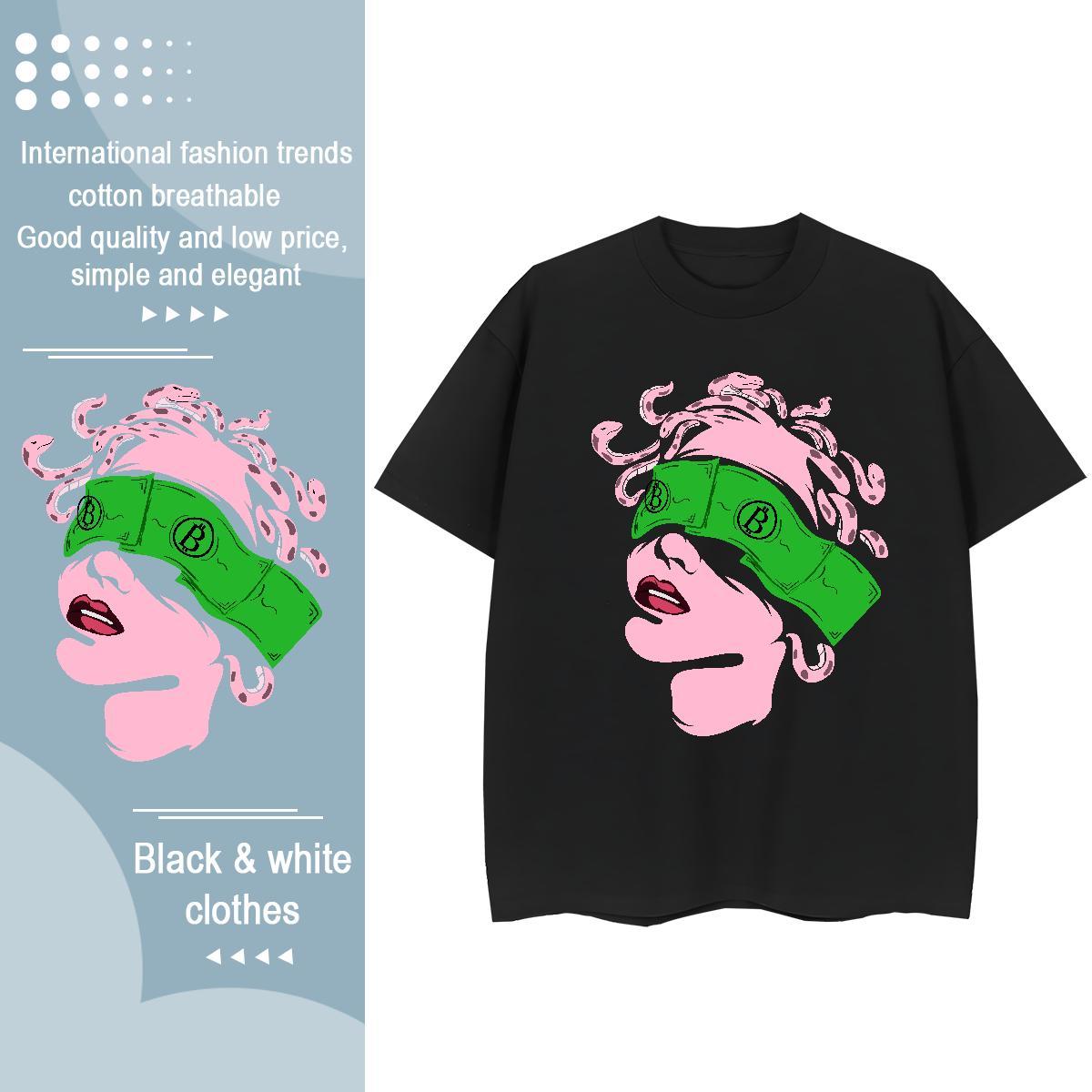 Popular Couples T Shirts 100% Cotton 230g painting Casual Beach T-Shirts for Women Breathable DIY Printed Clothes