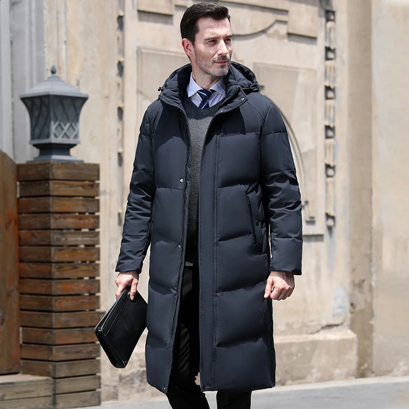 Mens Thick Down Jacket30 Winter Warm Jacket Fashion Changbai Duck Hooded Park Plus Size 4XL 240822