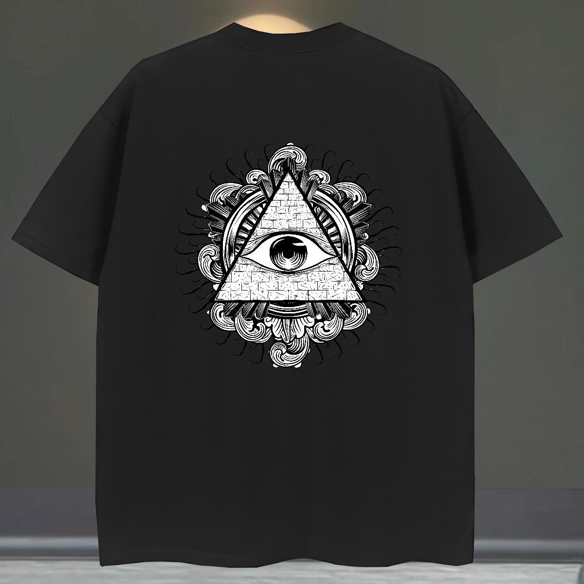 Comfortable T-Shirts for Men 230g 100% Cotton eye of the devil Hip Hop Street Black Oversized O-Neck Short Sleeve Mens Tshirts New Clothes