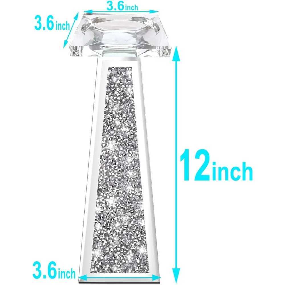 2 Piece Candlestick Holding Pillar Candles Crystal Crushed Dia Candle Holders Set Decor for Dinning Room Holder Y240823