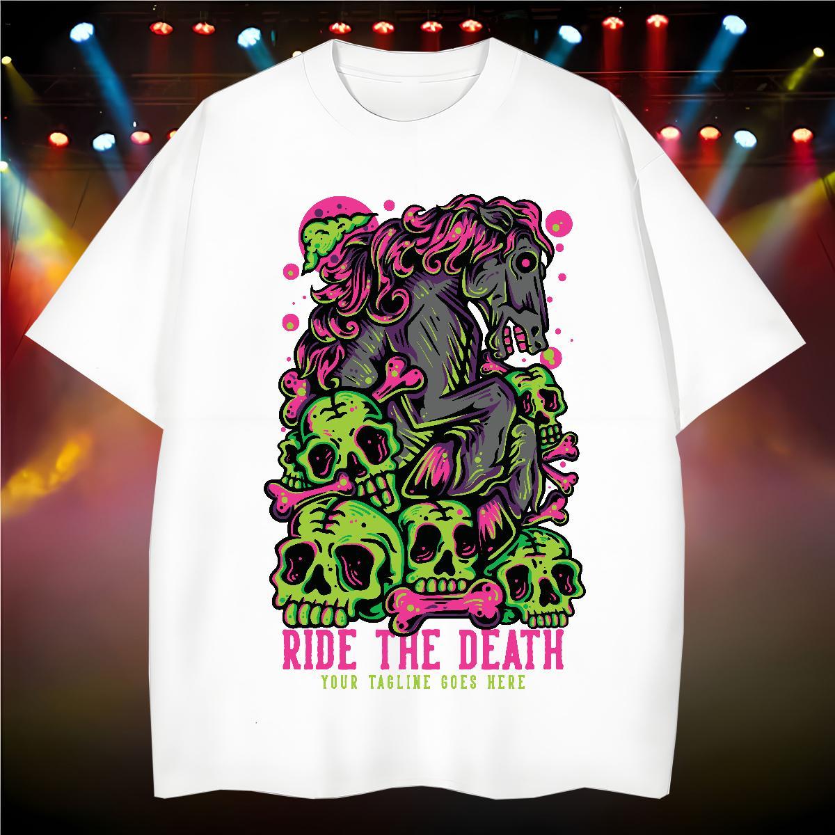 Loose T shirt 230g Pure Cotton skull Daily Wear Plus Size Cartoon Short Sleeve Soft Tshirts 2024 DIY Clothes
