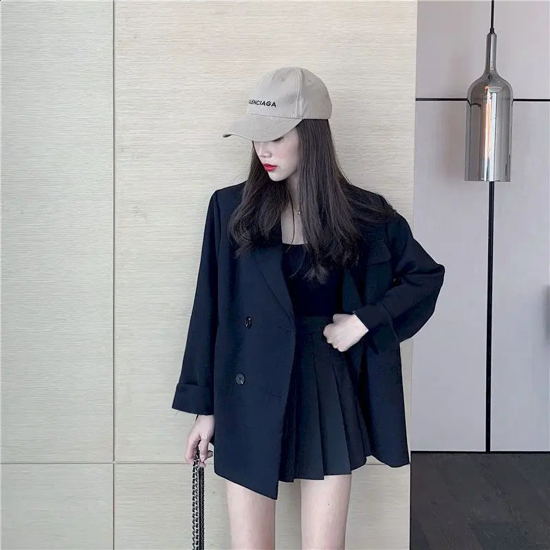 Spring Summer Suit Women Skirt Oversized Plus Fashion Goth Elegant Two Piece Blazer And Skirt Set Lady Uniform Woman Dress 240823