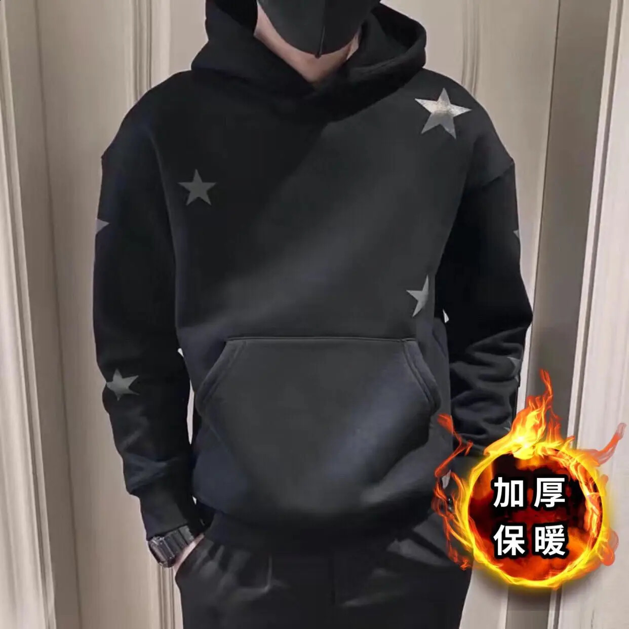 Hooded Hoodie Mens Korean Style Trend Spring and Autumn Clothes on Top Winter Outfit Handsome Thick Coat Top 240823