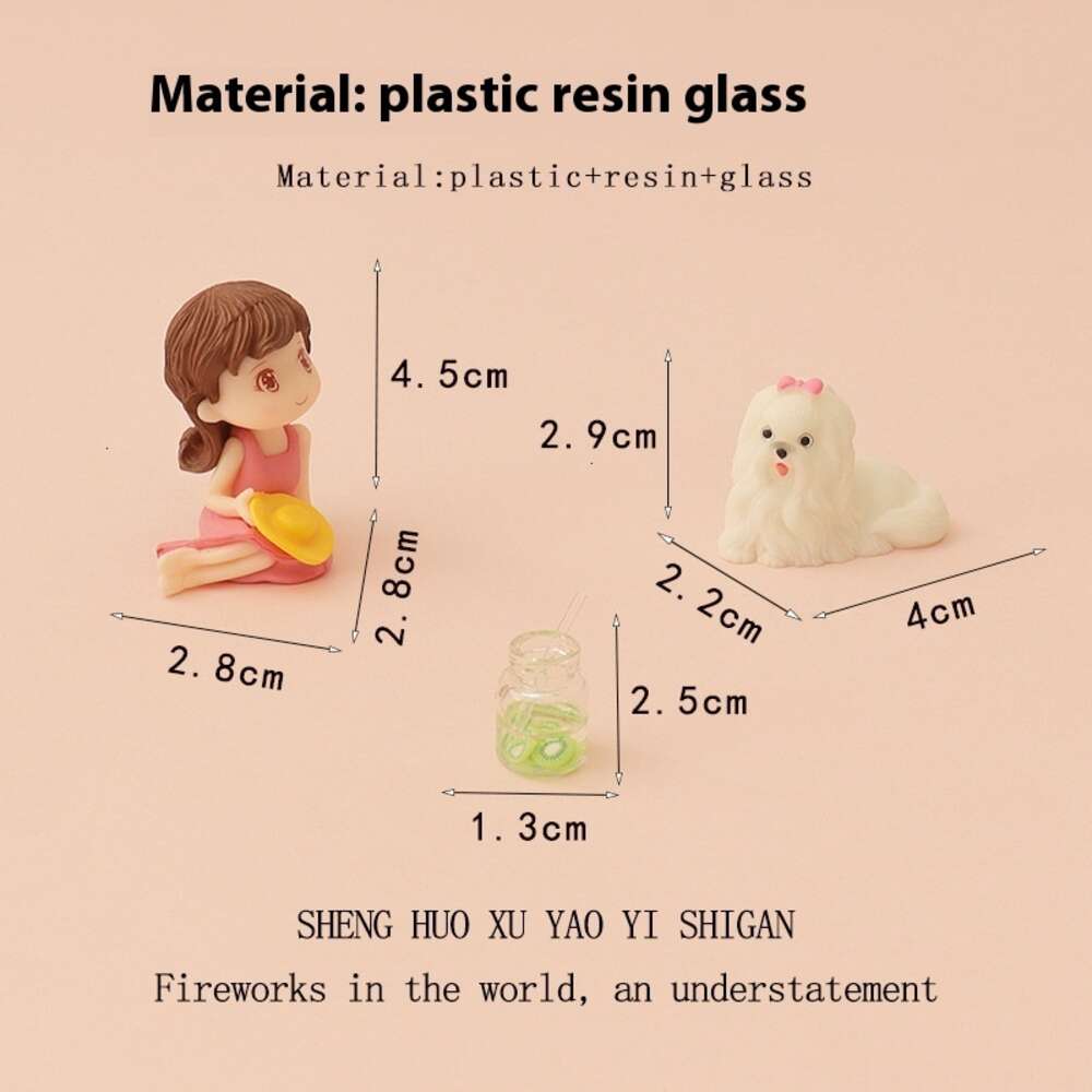 Creative girl mini juice cup plush carpet cute simulation pet puppy micro landscape decoration ornament