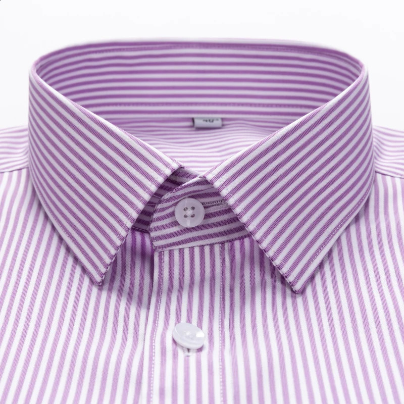 Mens Classic Striped Printed Wrinkle-Resistant Dress Shirts 100% Cotton Regular-Fit Formal Business Long-Sleeve Non-iron Shirt 240822