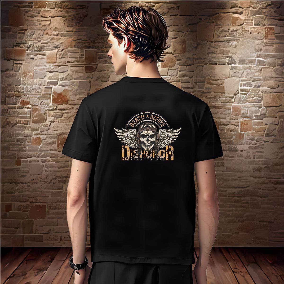 Comfortable T Shirts Men 100% Cotton 230g skull Beach Plus Size Cartoon Breathable Mens Tshirts Classic Tops