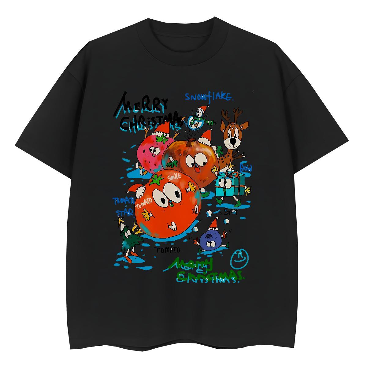 Loose fit Tshirt for Man Woman 100% Cotton 230g cartoon Hip Hop Street T shirt O Neck Short Sleeves Graphic Tops