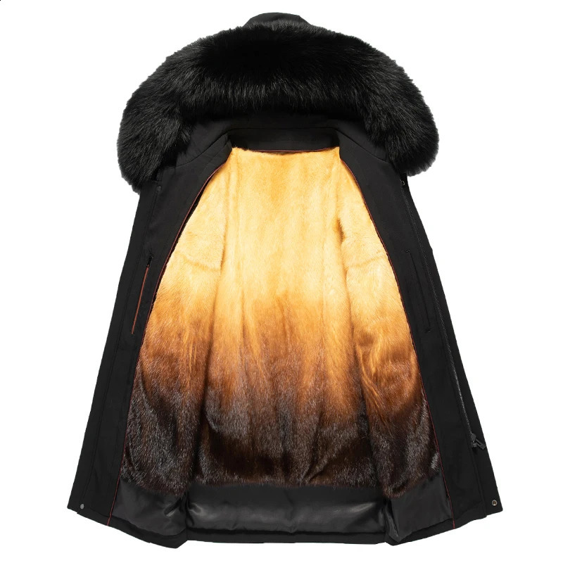 Arrival Fashion Mens Winter Coats Super Warm Rabbit Fur Linner Fox Fur Collar Medium Long Jacket Coats Men Detachable 240823