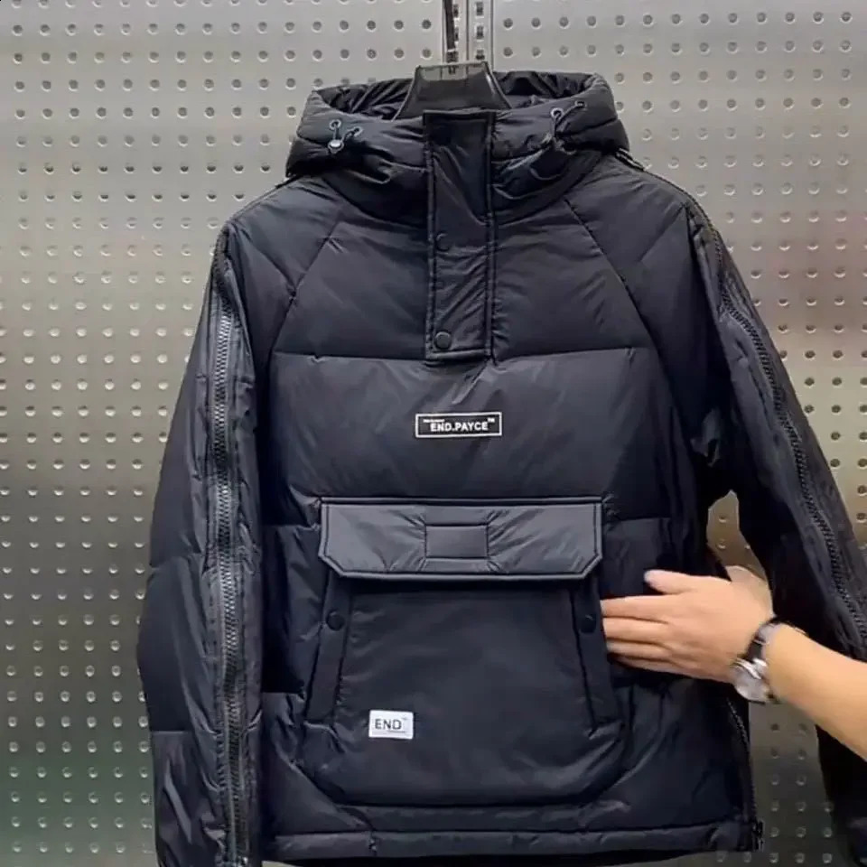 Trend Large Pocket Apron Jacket Fashionable Mens Hoodie Tool Thickened Coat Couples Casual 240822