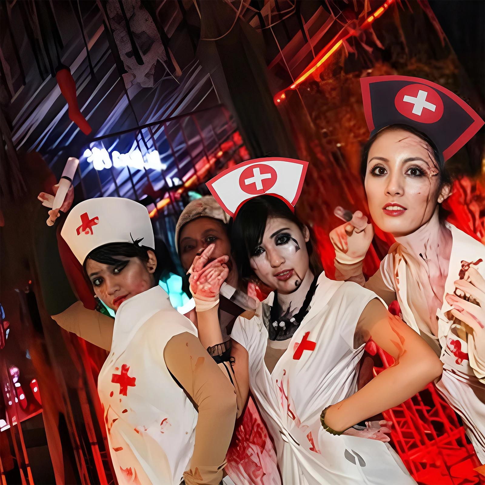 3 pieces of womens bloody nurse costumes headbands necklaces socks Halloween accessories roleplaying w240824